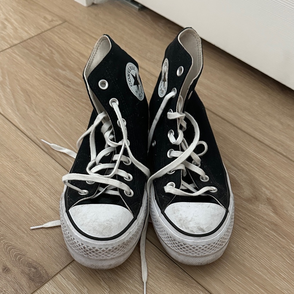 Converse High-Top Platform Sneakers - Black and White